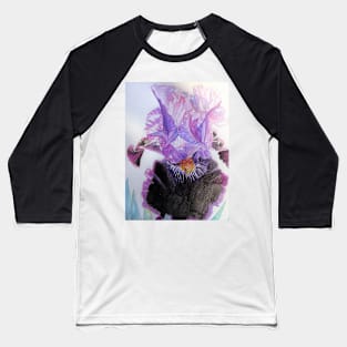 Iris Watercolor Painting - Purple and Black Baseball T-Shirt